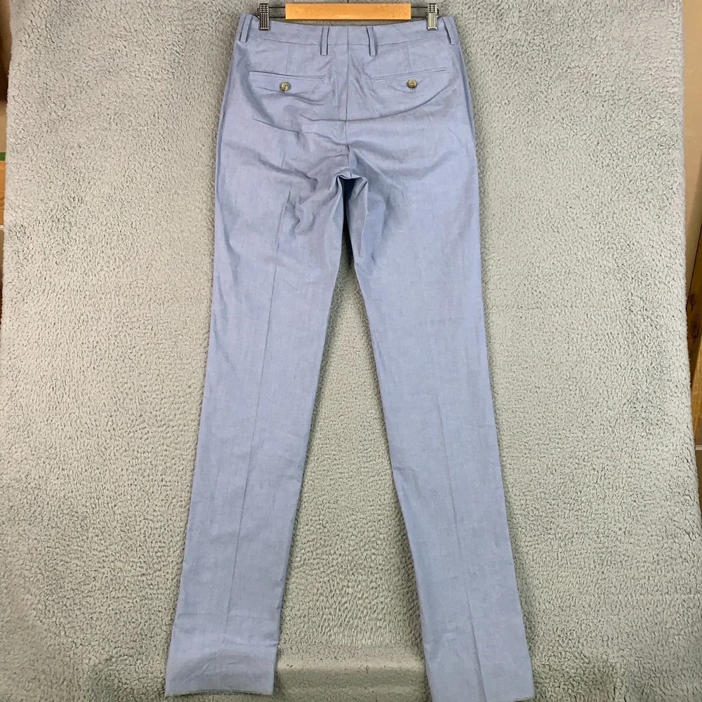 Bonobos Somelos Tocidos Dress Pants Mens 30x37 Blue Slim Stretch Unfinished Hem